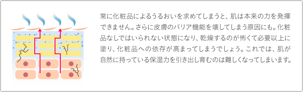 常に化粧品によるうるおいを求めてしまうと、肌は本来の力を発揮できません。