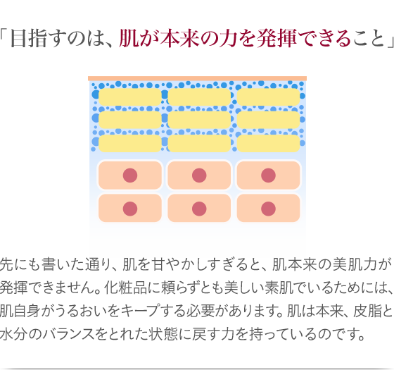 「目指すのは、肌が本来の力を発揮できること」